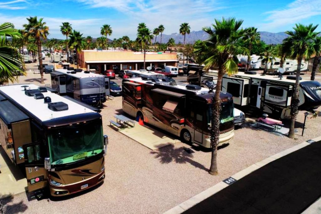 RV parked in Arizona desert heat during summer sun